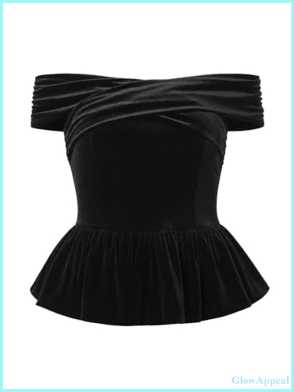 Velvet Off Shoulder Peplum Top Formal Cocktail Evening Blouse
